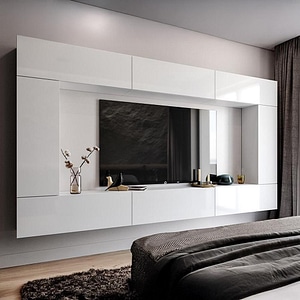 Living Modular Box-F2, 315 x 32 x 175 cm, Alb