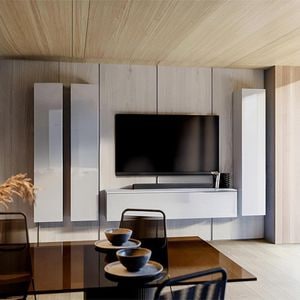 Living Modular Box-TV1, 310 x 40 x 175 cm, Alb