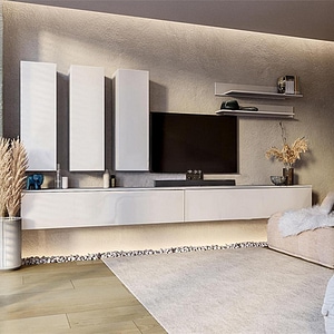 Living Modular Box-TV4, 350 x 40 x 160 cm, Alb
