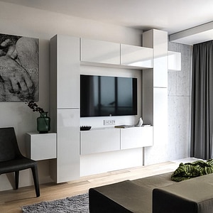 Living ModularBox-F6, 280 x 32 x 155 cm, Alb