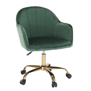 Scaun de birou, cu roti, inaltime reglabila, 59x62x82/92 cm, verde/auriu