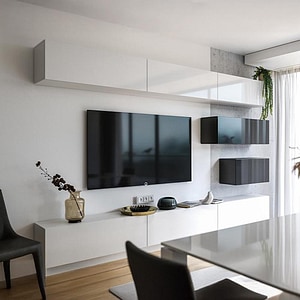 Living Modular Box-F5, 315 x 32 x 200 cm, Alb
