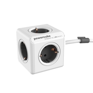 Prelungitor Design Nest, Powercube, cubic, 2xUSB, 4 prize, 1.5m, alb/gri
