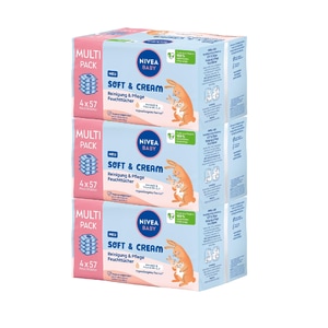 Servetele umede biodegradabile Nivea Soft & Cream cu ulei de migdale, 12 pachete x 57, 684 buc