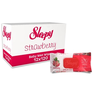 Servetele umede Sleepy Strawberry, 12 pachete x 120, 1440 buc