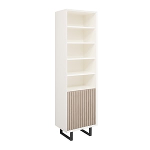 Dulap cu 1 usa "Slatted", culoare corp alb murdar P039, culoare usi gri P037, dublu color, 200x57x40 cm