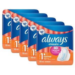 Absorbante periodice Always Classic 3D, 5 pachete x 10, 50 buc