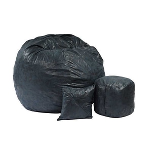 Set Fotoliu King Size cu Otoman (suport picioare) si Perna Pufrelax, Albastru, Textil