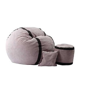 Set Fotoliu King Size cu Otoman (suport picioare) si Perna Pufrelax, Roz, Textil