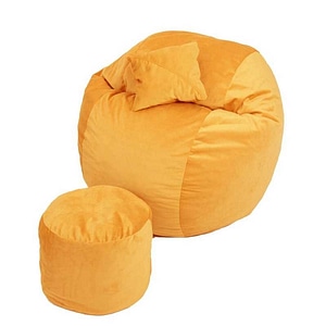 Set Fotoliu King Size cu Otoman (suport picioare) si Perna Pufrelax, Portocaliu, Textil