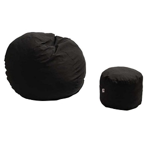 Set Fotoliu King Size cu Otoman (suport picioare) Pufrelax, Negru, Textil