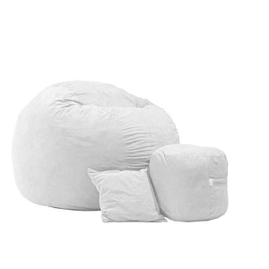 Set Fotoliu King Size XL cu Otoman (suport picioare) si Perna Pufrelax, Gri, Textil