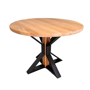 Masuta cafea living Caroline, blat lemn masiv fag, picioare masa metal, 75.4x97.5 cm, bej