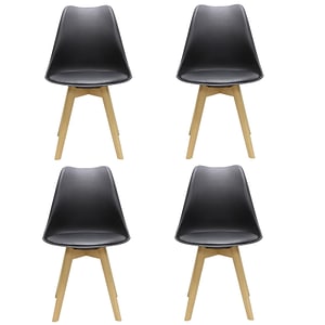 Set scaune Ayse, cu perna, 4 piese, negru