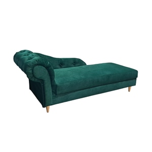 Sezlong relaxare Zen, ergonomic, Iza, stil Chesterfield, tapitat cu nasturi, verde smarald, plus, picioare fag, 170x73x60