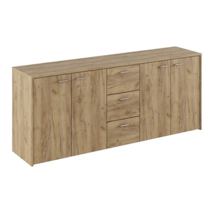 Comoda living/dormitor, 4 usi, 3 sertare,180x42x74.5 cm, stejar artisan