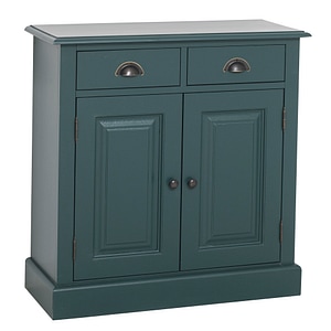 Dulap cu 2 usi si 2 sertare, culoare verde inchis P087, vopsit, 100% lemn masiv, 85x85x35 cm