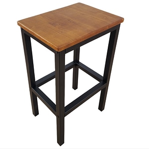 Taburet bucatarie, lemn/metal, 38x28x65 cm, maro/negru