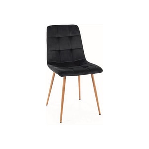 Scaun MILA D, stofa catifelata/metal, 45x41x86 cm, negru/stejar