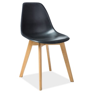 Scaun Moris, plastic/lemn de fag, 46x38x85 cm, negru/stejar