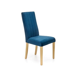 Scaun DIEGO 3, stofa catifelata/lemn de fag, 47x59x99 cm, albastru marin/stejar miere