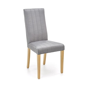 Scaun DIEGO 3, stofa catifelata/lemn de fag, 47x59x99 cm, gri deschis/stejar miere