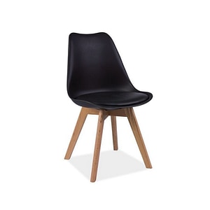 Scaun KRIS, polipropilena/piele ecologica/lemn, 49x43x83 cm, negru/stejar
