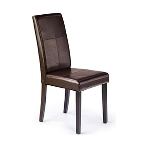 Scaun tapitat Kerry, lemn malaezian/piele ecologica, 45x46x95 cm, maro/wenge