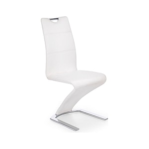 Scaun tapitat K188, piele ecologica/metal, 45x63x101 cm, alb/crom