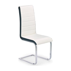 Scaun tapitat K132, piele ecologica/metal, 42x57x99 cm, alb/negru/crom
