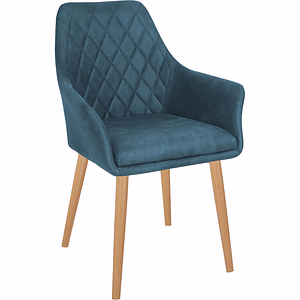 Scaun tapitat K287, piele ecologica/metal, 58x61x85 cm, albastru/stejar