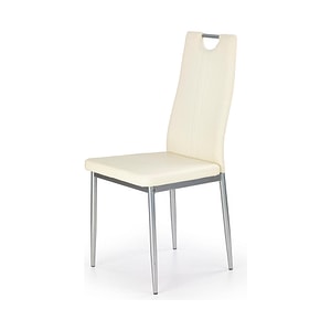 Scaun tapitat K202, piele ecologica/metal, 44x54x97 cm, crem/crom
