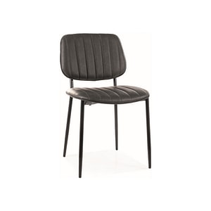 Scaun BEN, piele ecologica/metal, 46x42x81 cm, gri inchis/negru