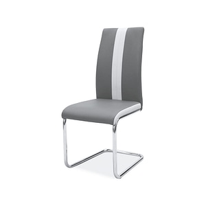 Scaun tapitat H200, piele ecologica/metal, 42x42x98 cm, gri/crom