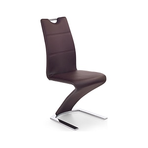 Scaun tapitat K188, piele ecologica/metal, 45x63x101 cm, maro/crom