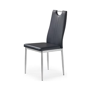 Scaune dining K202, piele ecologica/metal, 44x54x97 cm, negru/crom