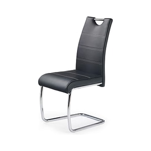 Scaun K211, piele ecologica/metal, 42x60x97 cm, negru/crom