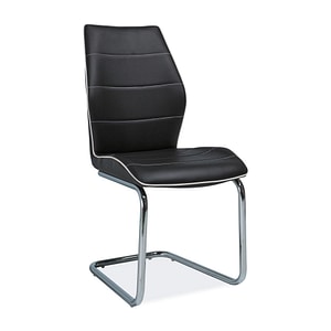 Scaun tapitat H331, piele ecologica/metal, 42x43x99 cm, negru/crom