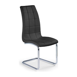 Scaun tapitat K147, piele ecologica/metal, 42x55x101 cm, negru/crom