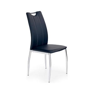 Scaun tapitat K187, piele ecologica/metal, 46x56x97 cm, negru/crom