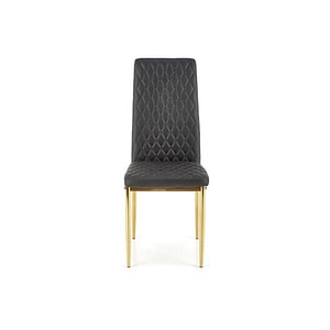 Scaun tapitat K501, piele ecologica/metal, 40x50x98 cm, negru/auriu