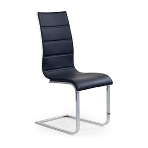 Scaun tapitat K104, piele ecologica/metal, 42x58x99 cm, negru/alb/crom