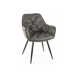 Scaun CHERRY, piele ecologica/metal, 45x44x83 cm, gri/negru