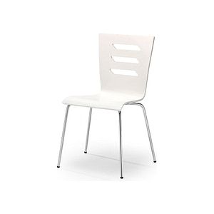 Scaun living K155, placaj indoit/metal, 43x47x85 cm, alb/crom