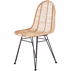 Scaun K337, ratan natural/metal, 44x55x90 cm, stejar/negru