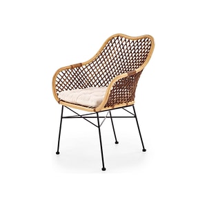 Scaun terasa K336, ratan natural/metal, 64x64x89 cm, stejar/maro inchis