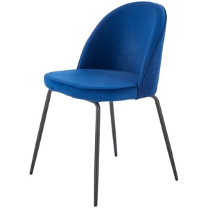 Scaun modern K314, stofa catifelata/metal, 49x50x80 cm, albastru/negru