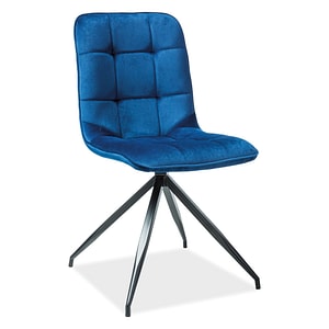Scaun tapitat Texo, stofa catifelata/metal, 47x42x86 cm, albstru/negru