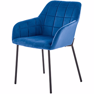 Scaun K305, stofa catifelata/metal, 58x57x80 cm, albastru/negru