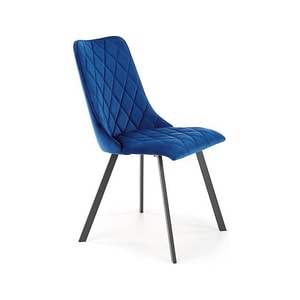 Scaun K450, stofa catifelata/metal, 44x58x85 cm, albastru/negru